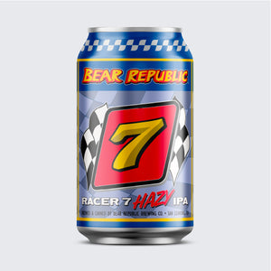 Bear Republic Racer 7 Hazy IPA can on a light gray background